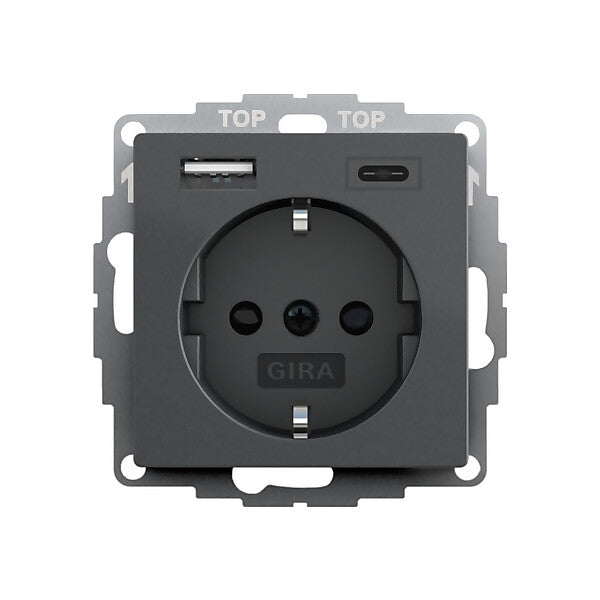 Gira SCHUKO USB-Spannungsvers. 2-fach anthrazit 245928